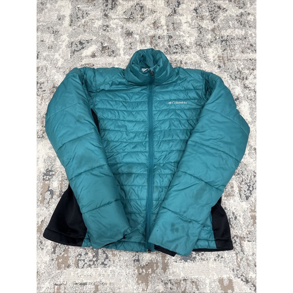 Columbia Jacket Womens M Blue Insulated Quilted Zip Powder Pillow Puffer Coat